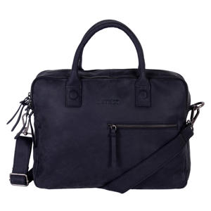  15.4 leren laptoptas Wall Street zwart