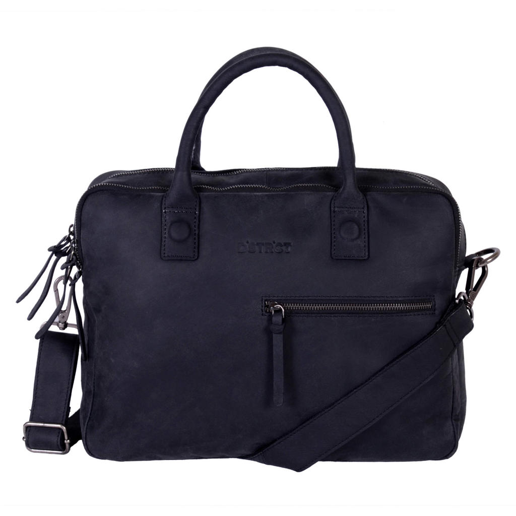DSTRCT 15.4 leren laptoptas Wall Street zwart