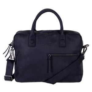 15.4 leren laptoptas Wall Street zwart