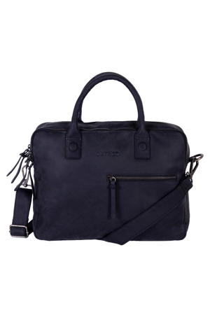 15.4 leren laptoptas Wall Street zwart