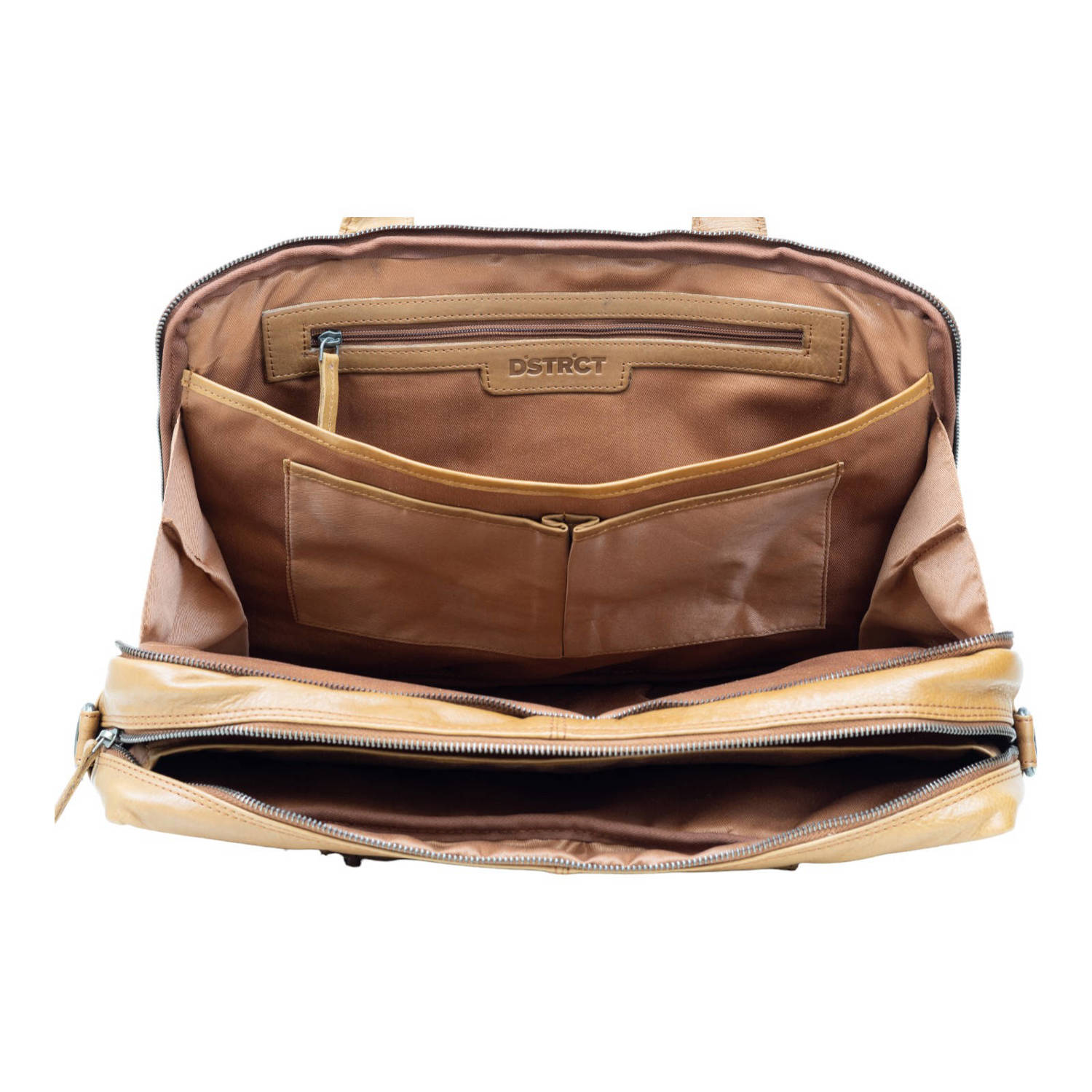 DSTRCT 17 leren laptoptas State Street cognac