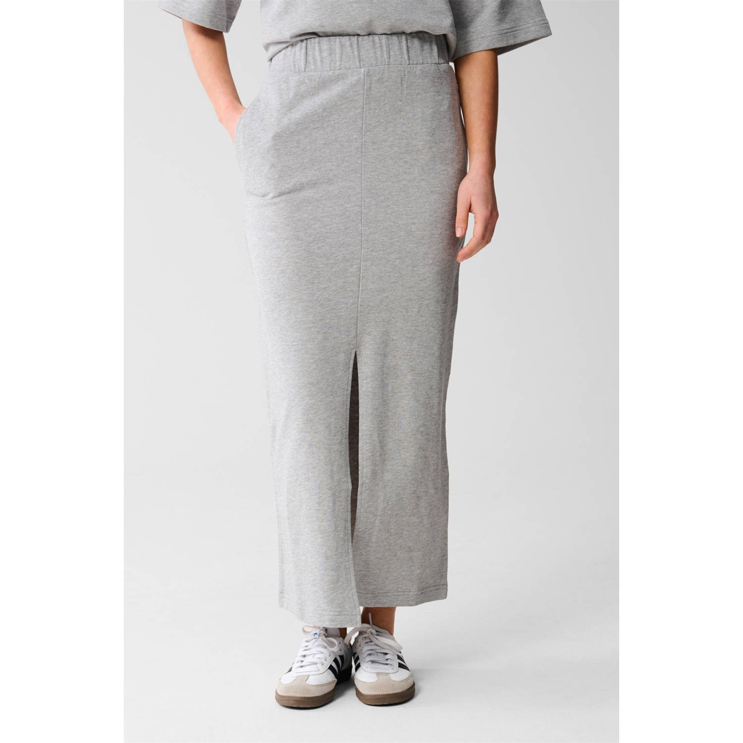 Shoeby midi rok lichtgrijs