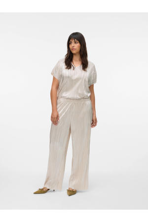 wide leg regular waist casual broek champagne