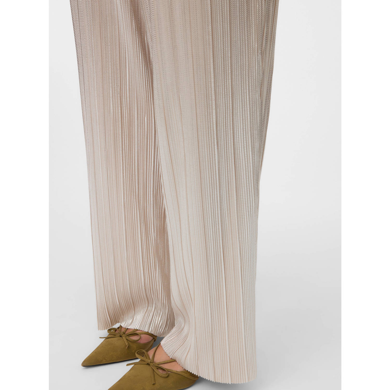 VERO MODA CURVE wide leg regular waist casual broek champagne