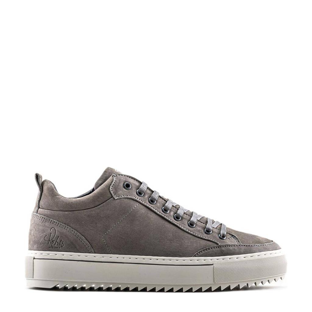 Donkergrijze heren Rehab Craig nubuck sneakers met veters