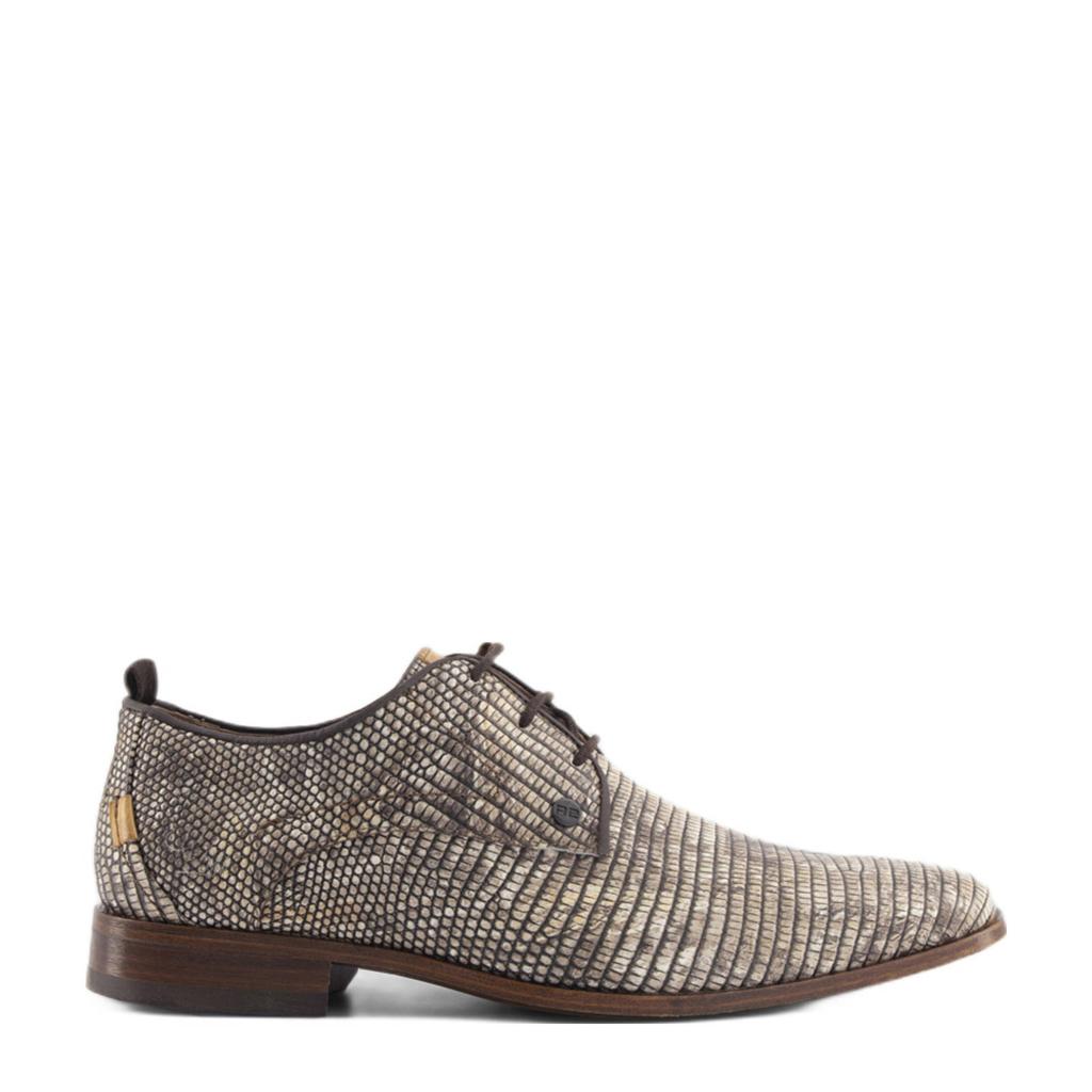 Zandkleurige heren Rehab Greymarble leren veterschoenen