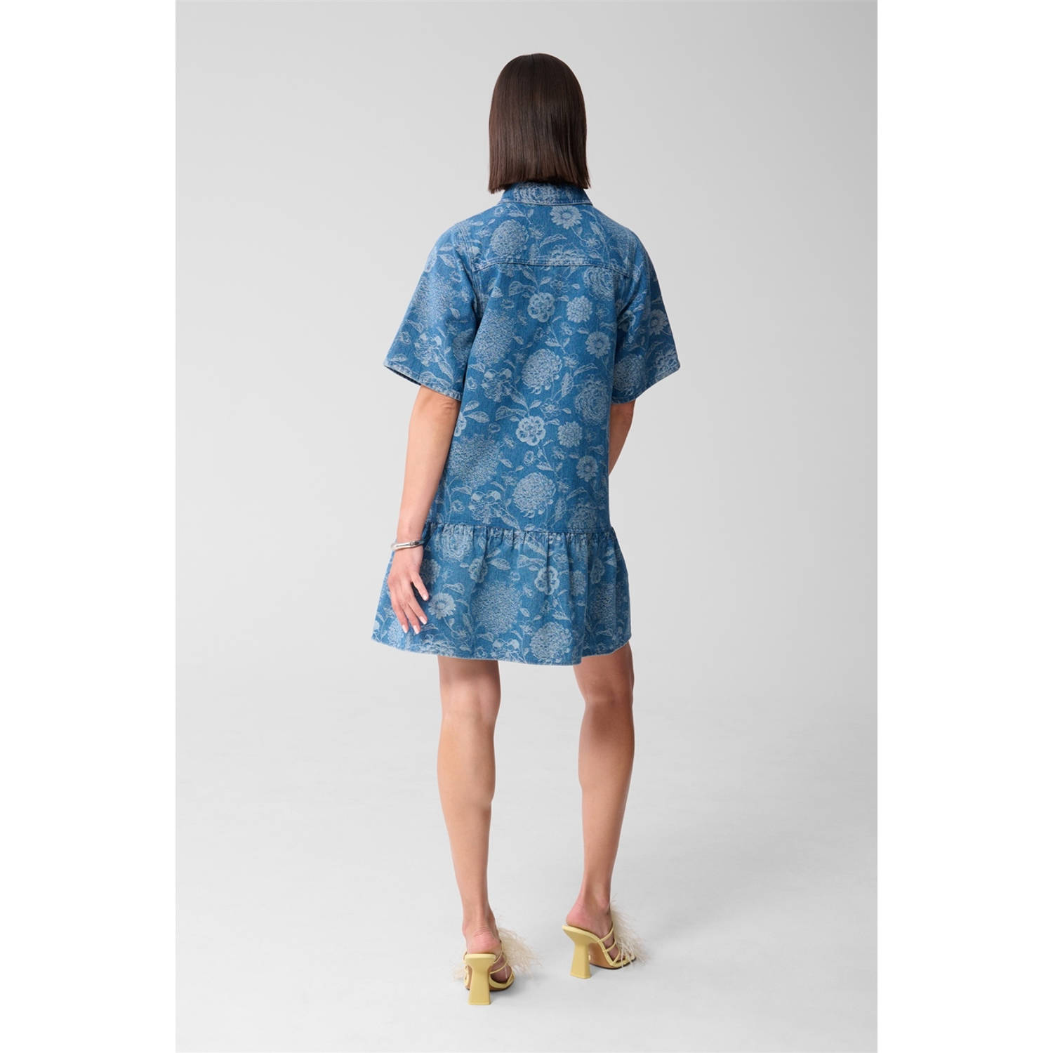 Shoeby denim A-lijn jurk medium blue denim