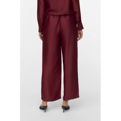 VERO MODA straight high waist casual broek donkerrood afbeelding