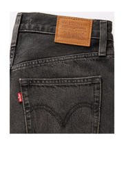 thumbnail: Black denim dames Levi's high waist wide leg jeans van denim met rits- en drukknoopsluiting en effen