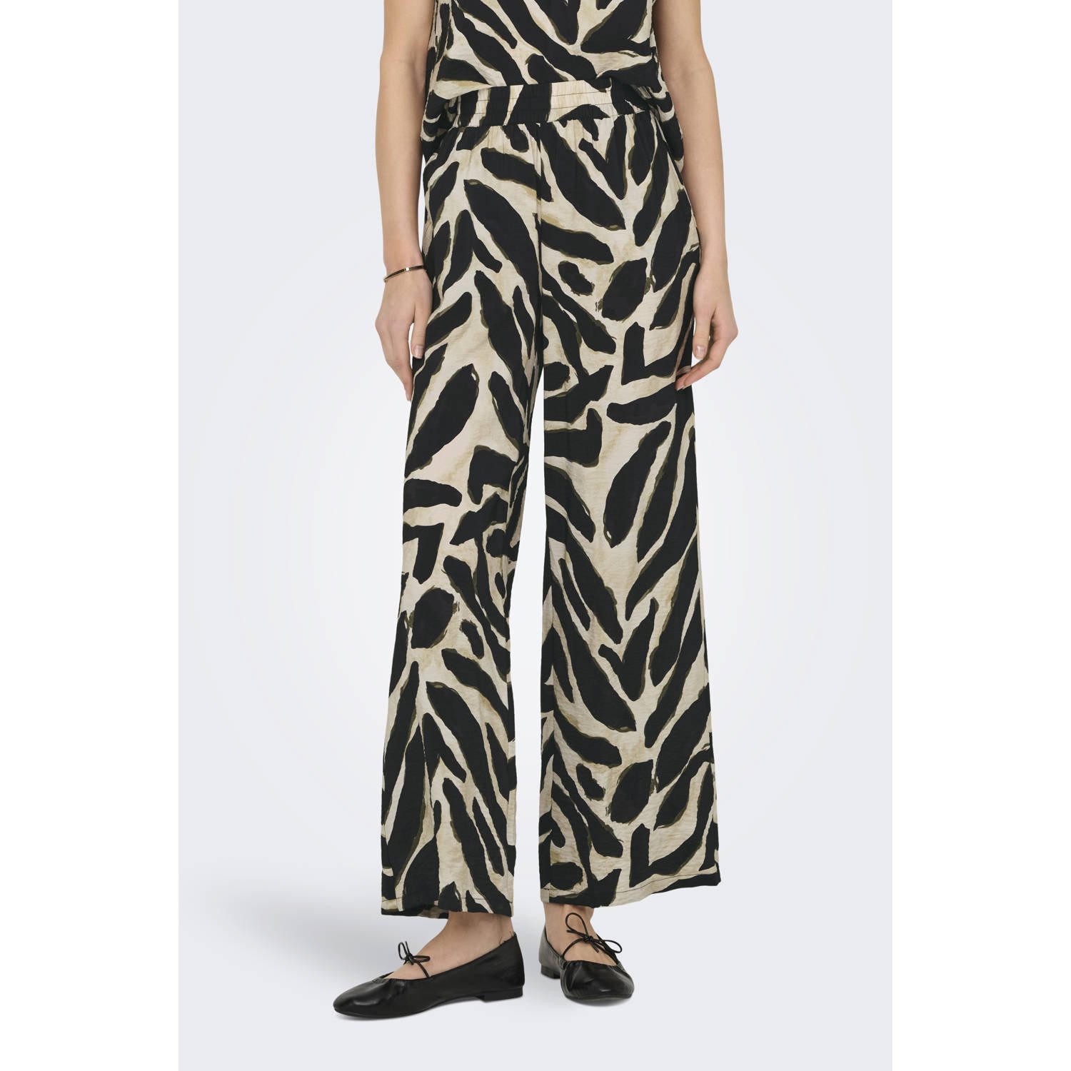 JDY wide leg high waist casual broek zwart