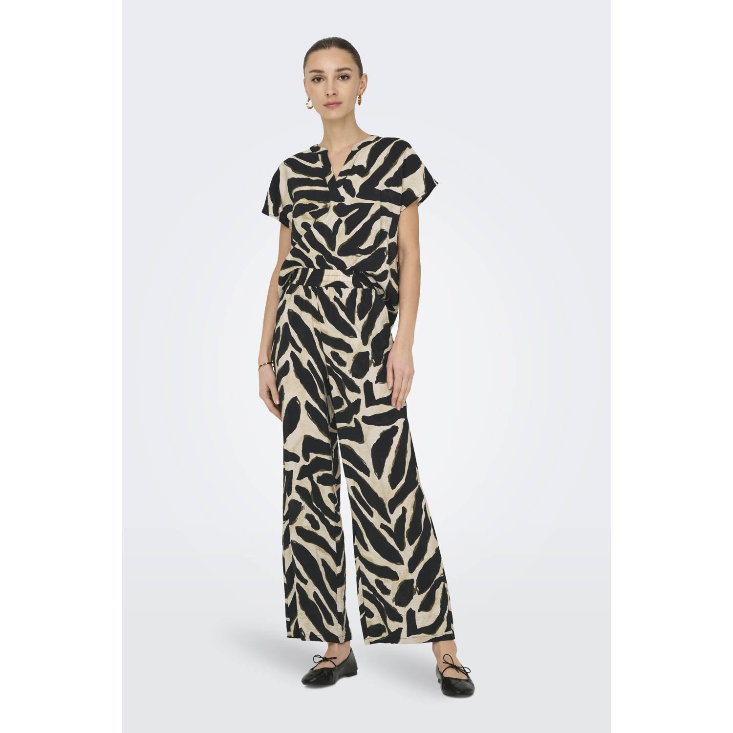 JDY wide leg high waist casual broek zwart