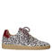 DWRS Poona suède sneakers met panterprint zand/bordeaux