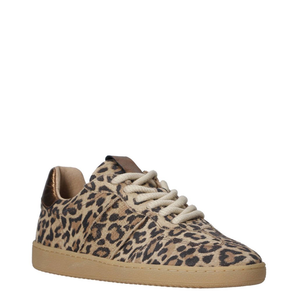 DWRS Poona suède sneakers `met panterprint beige/zwart wehkamp