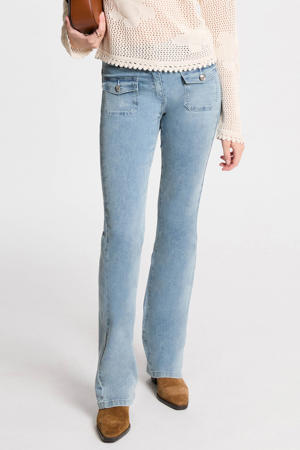 high waist bootcut jeans light blue denim