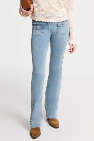 high waist bootcut jeans light blue denim