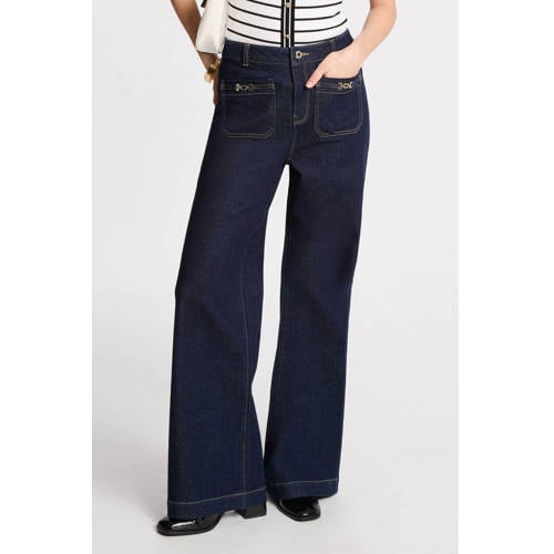 Morgan high waist wide leg jeans dark blue denim afbeelding