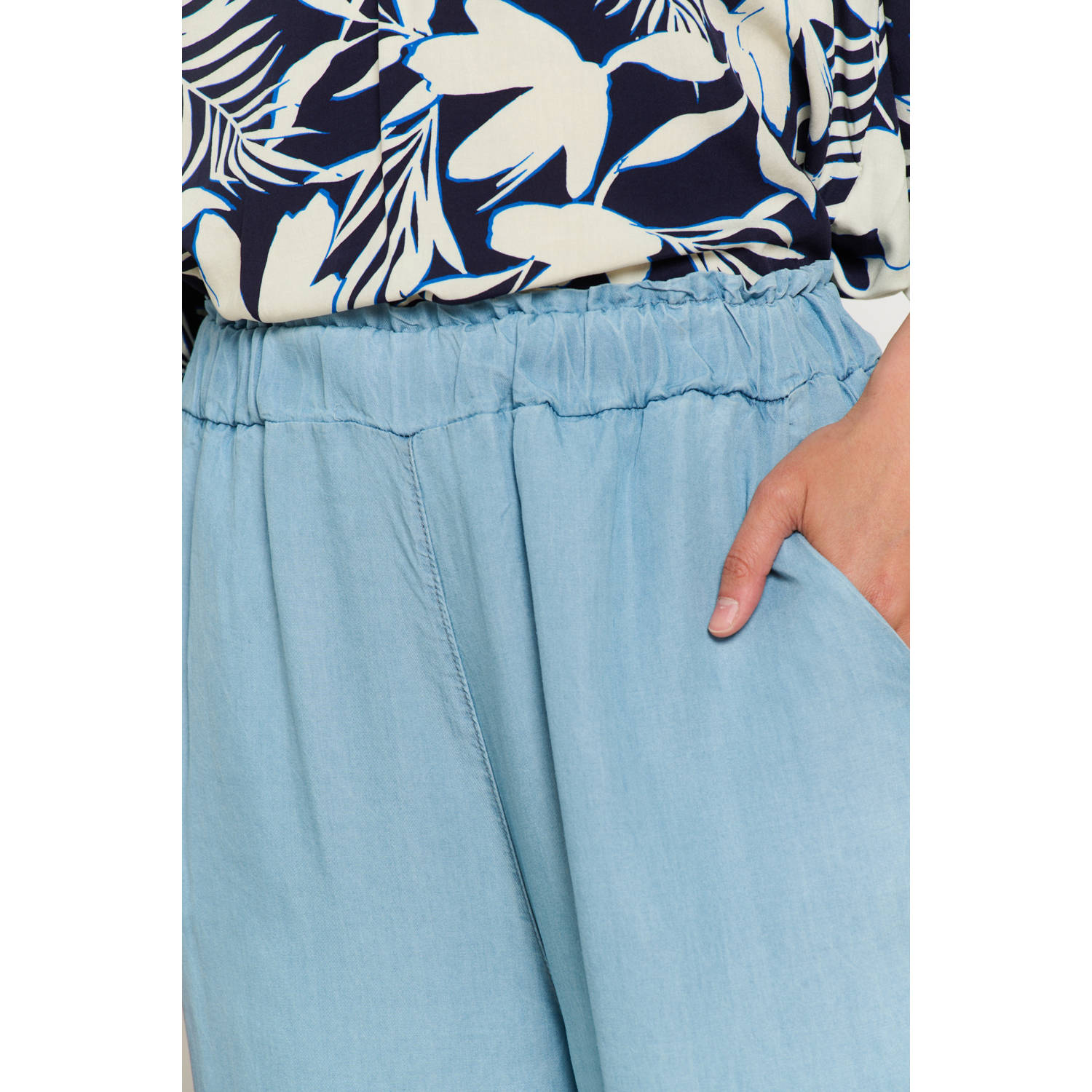 LOLALIZA wide leg regular waist broek light blue denim