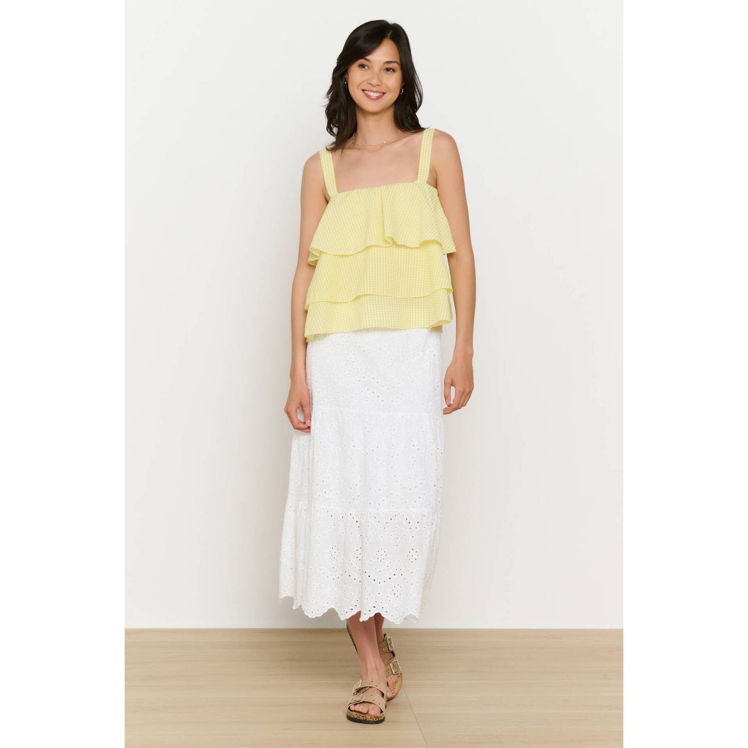 LOLALIZA A-lijn rok broderie wit