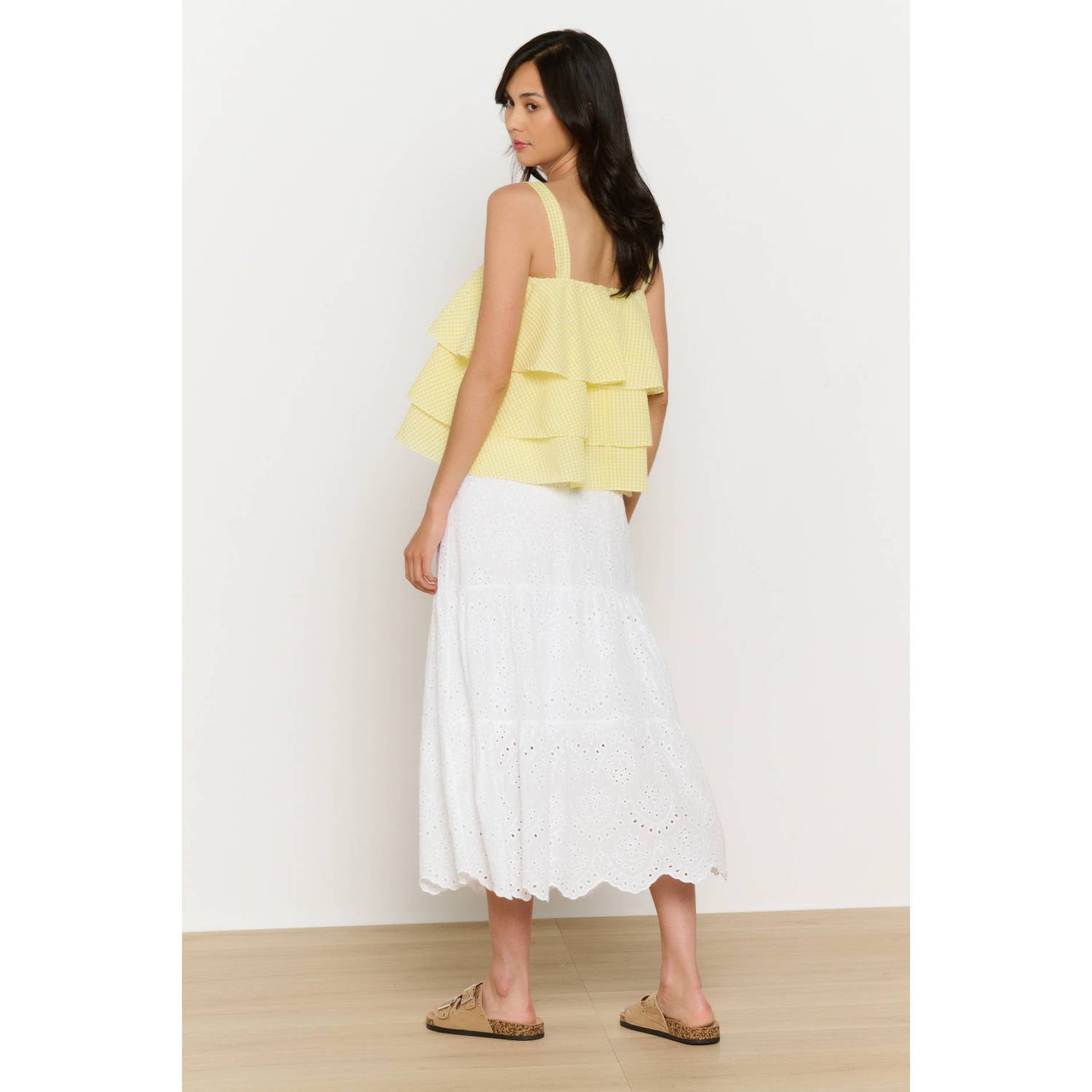 LOLALIZA A-lijn rok broderie wit