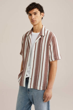 comfort gestreepte casual overhemd brique