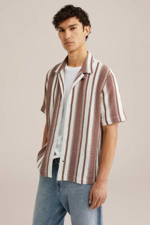 comfort gestreepte casual overhemd brique