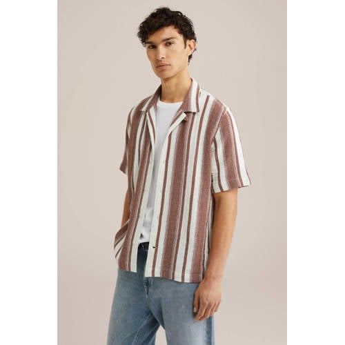 WE Fashion comfort gestreepte casual overhemd brique afbeelding