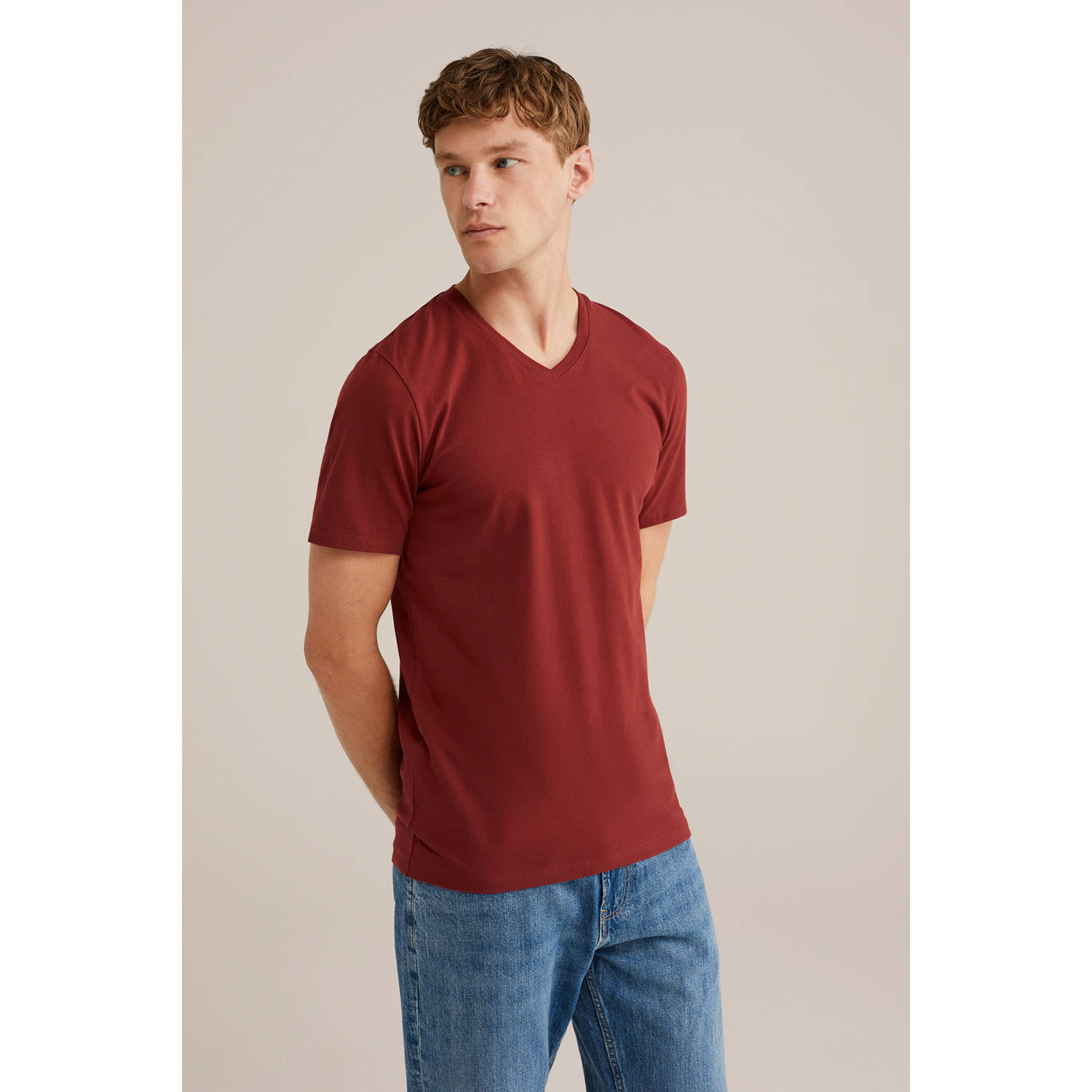 WE Fashion T-shirt donkerrood