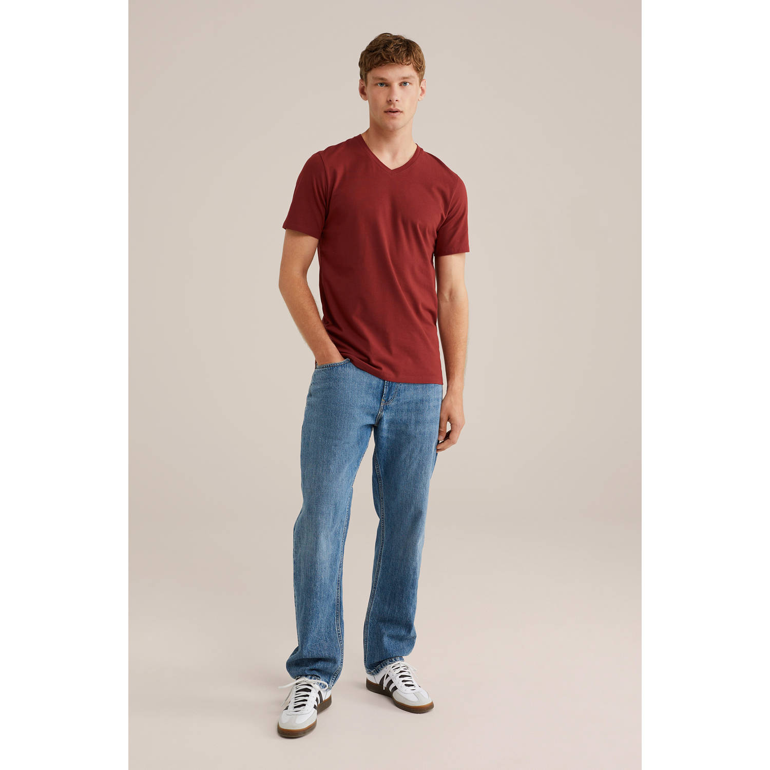 WE Fashion T-shirt donkerrood
