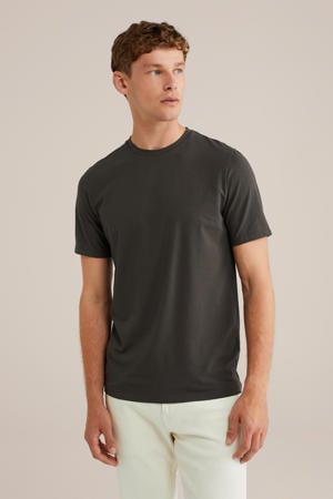 slim T-shirt donkergroen