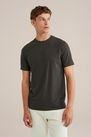 slim T-shirt donkergroen