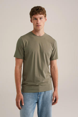 slim T-shirt olijfgroen