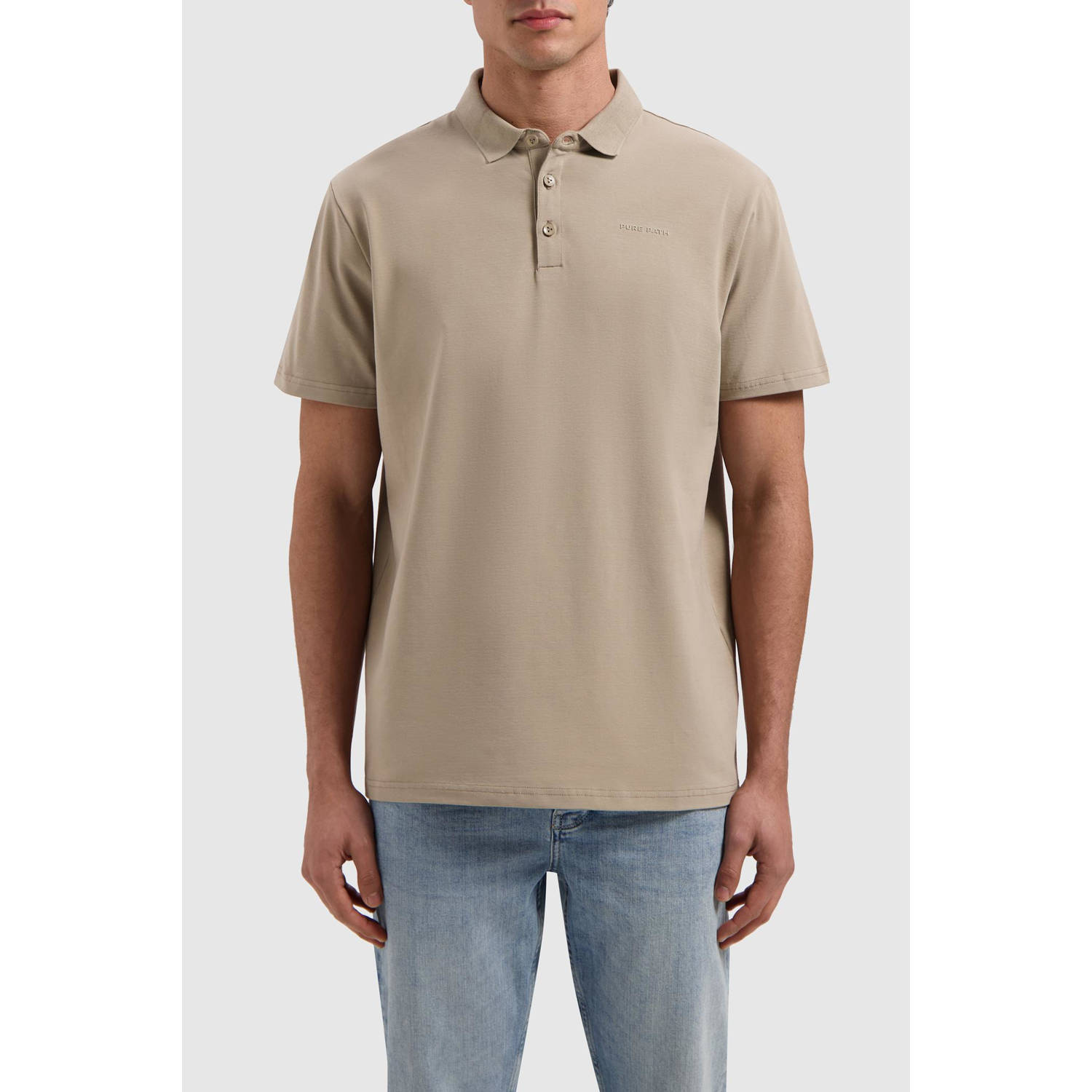 Pure Path Driehoek Polo T-shirt Beige Heren
