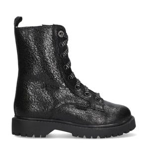 William Wendy leren veterboots zwart