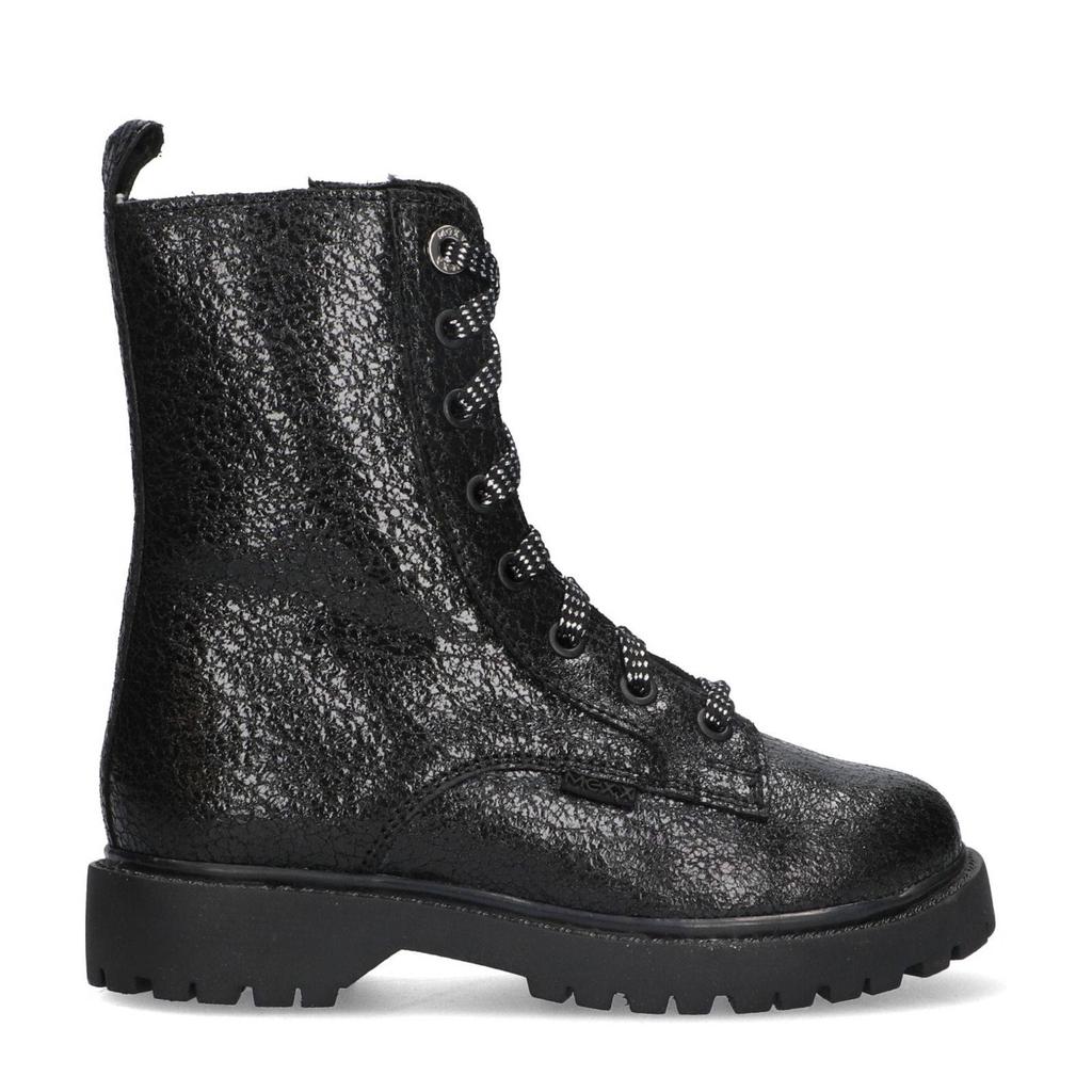 Zwarte meisjes Mexx William Wendy leren veterboots met rits- en vetersluiting