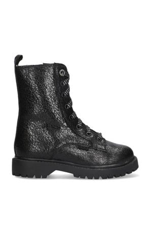 William Wendy leren veterboots zwart