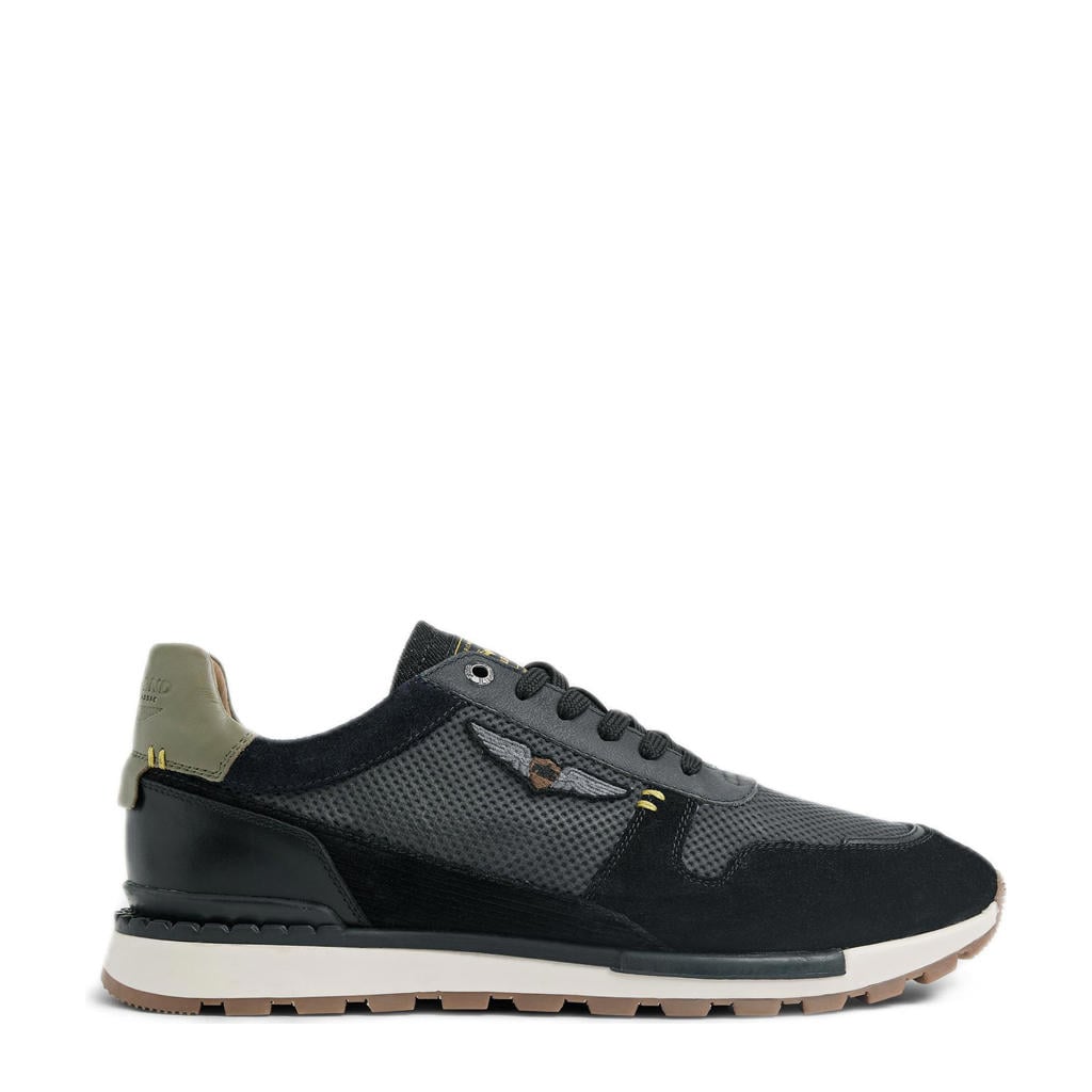 Donkerblauwe heren PME Legend Aircobra leren sneakers met veters