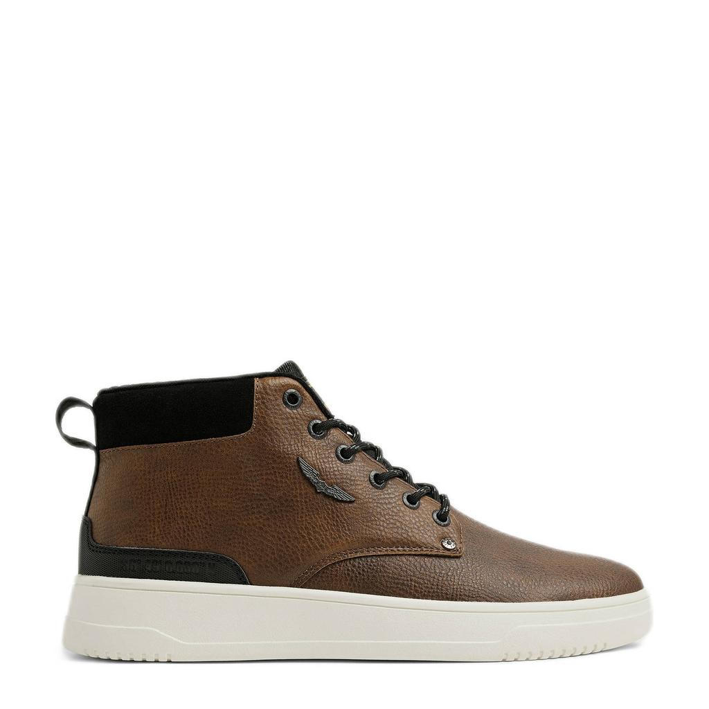 Bruine heren PME Legend Lexing-T leren sneakers met veters