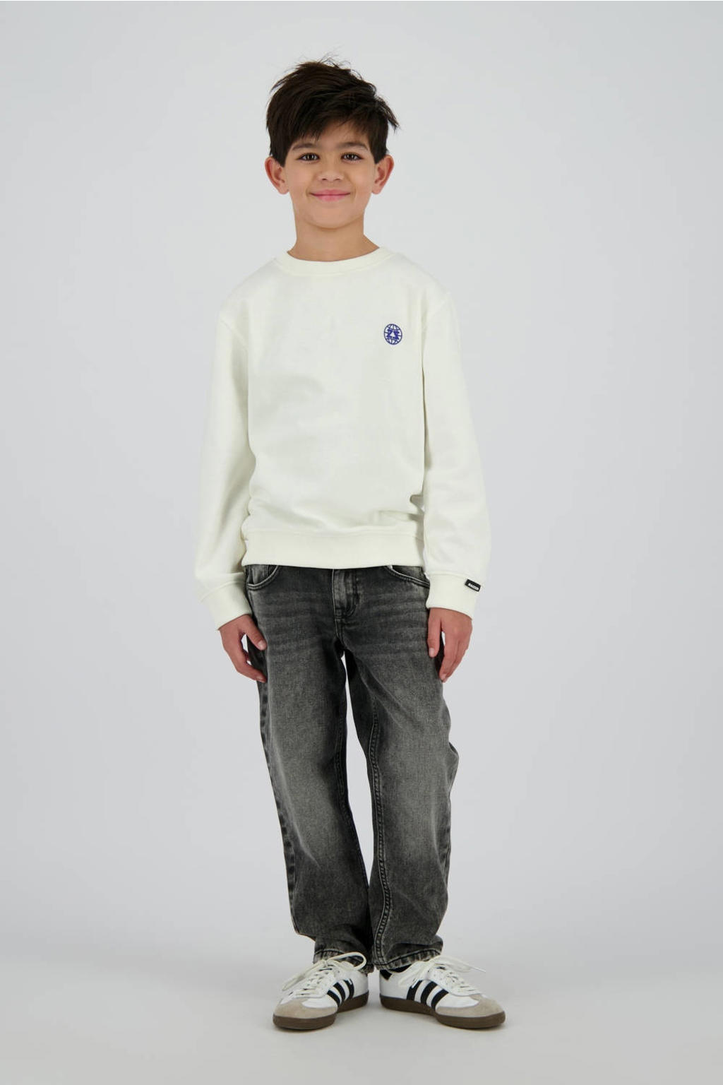 Grey denim jongens Raizzed straight leg jeans van denim met rits- en knoopsluiting en effen