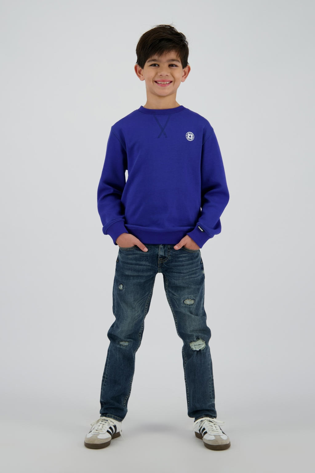 Dark blue denim jongens Raizzed straight leg jeans dark blue van denim met rits- en knoopsluiting en effen
