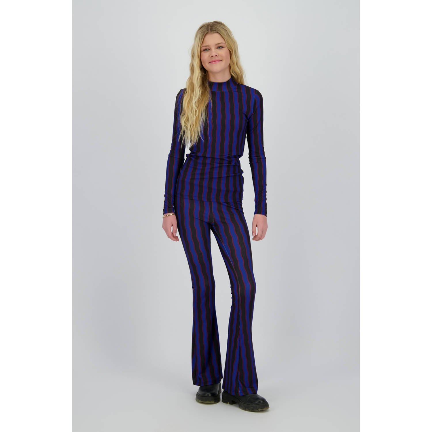 Raizzed flared broek zwart