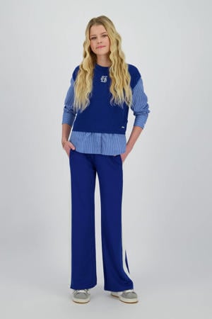 wide leg casual broek blauw