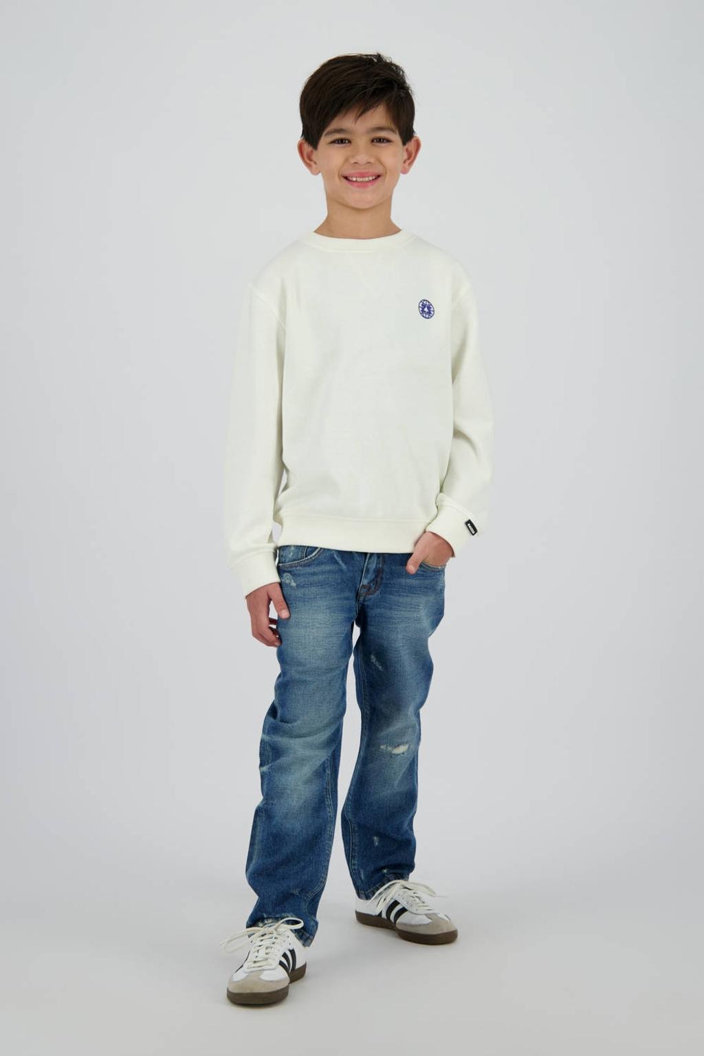 Dark blue denim jongens Raizzed straight leg jeans dark blue van denim met rits- en knoopsluiting en effen