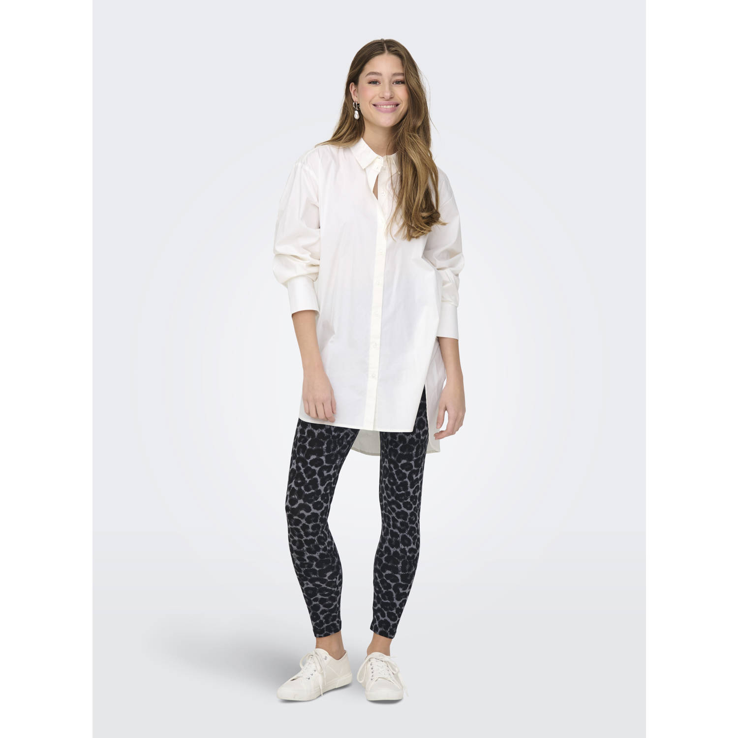 JDY legging CHARLOTTE met panterprint grijs