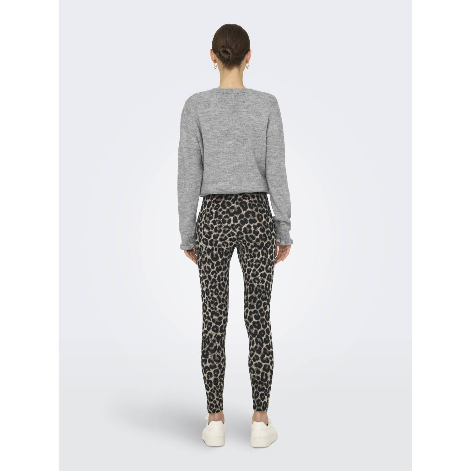 JDY legging CHARLOTTE met panterprint taupe donkergrijs