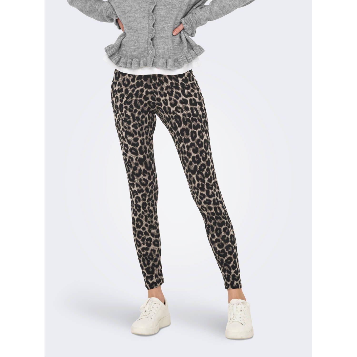JDY legging CHARLOTTE met panterprint taupe donkergrijs