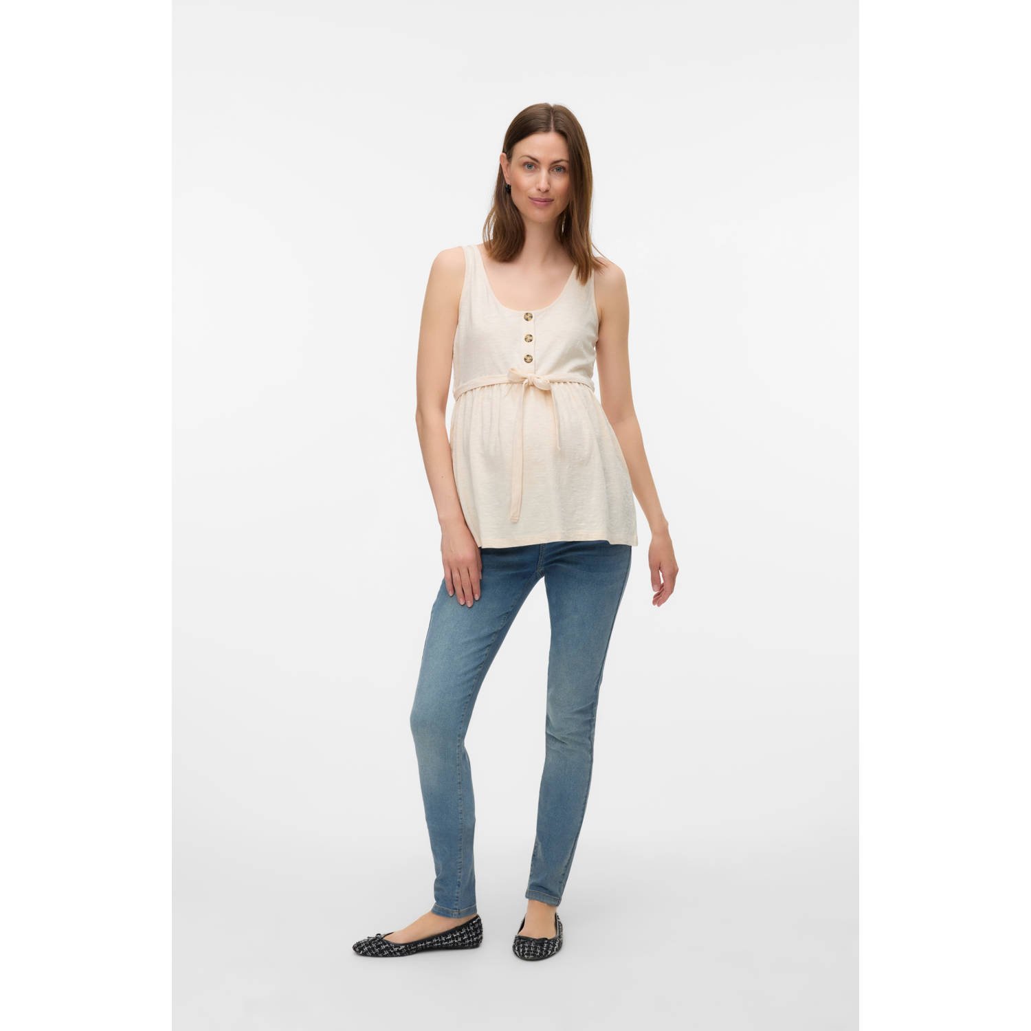 MAMALICIOUS zwangerschaps- en voedings mouwloze top ecru