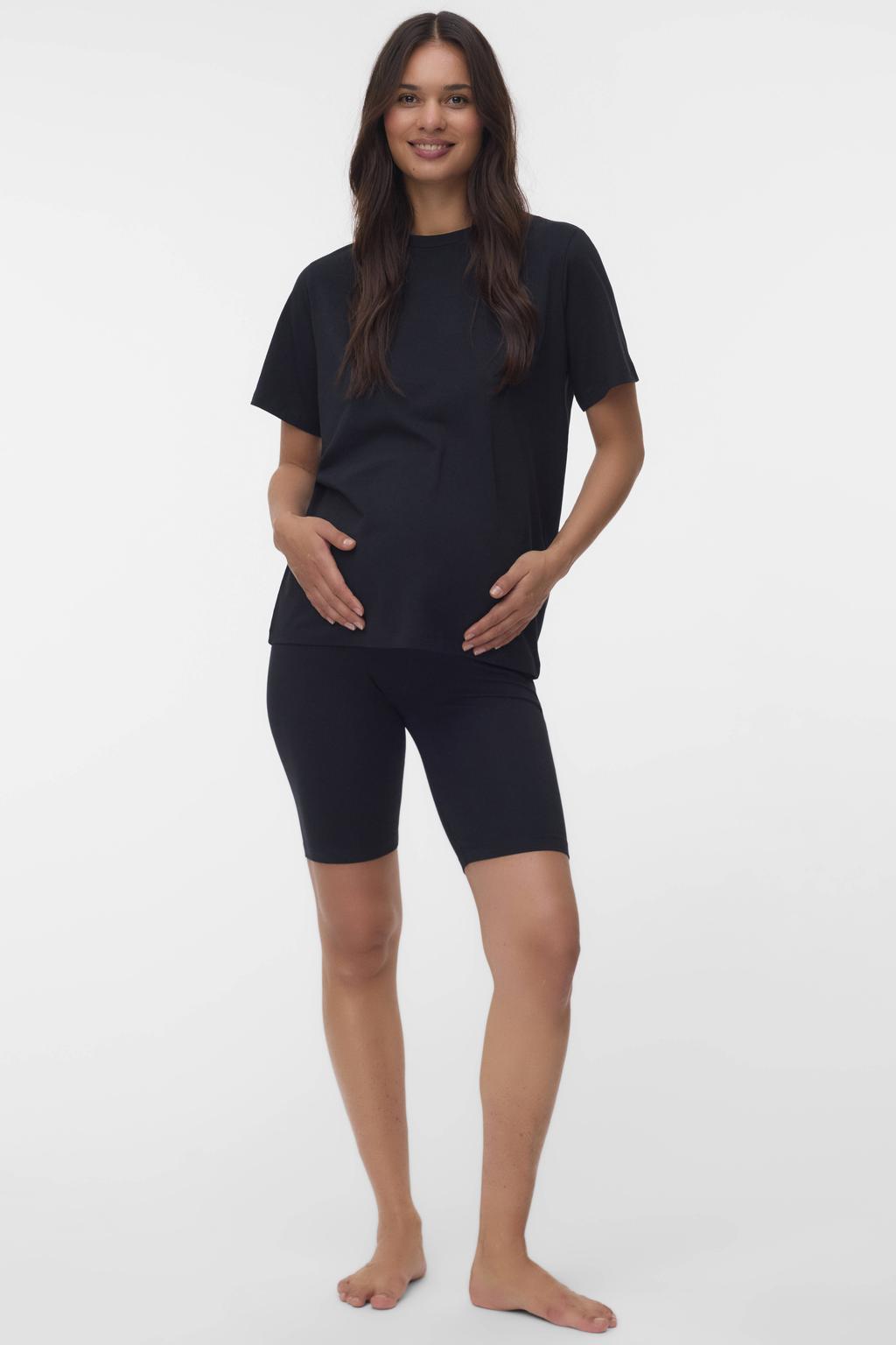 MAMALICIOUS zwangerschaps T-shirt + bikershort MLSALLY zwart