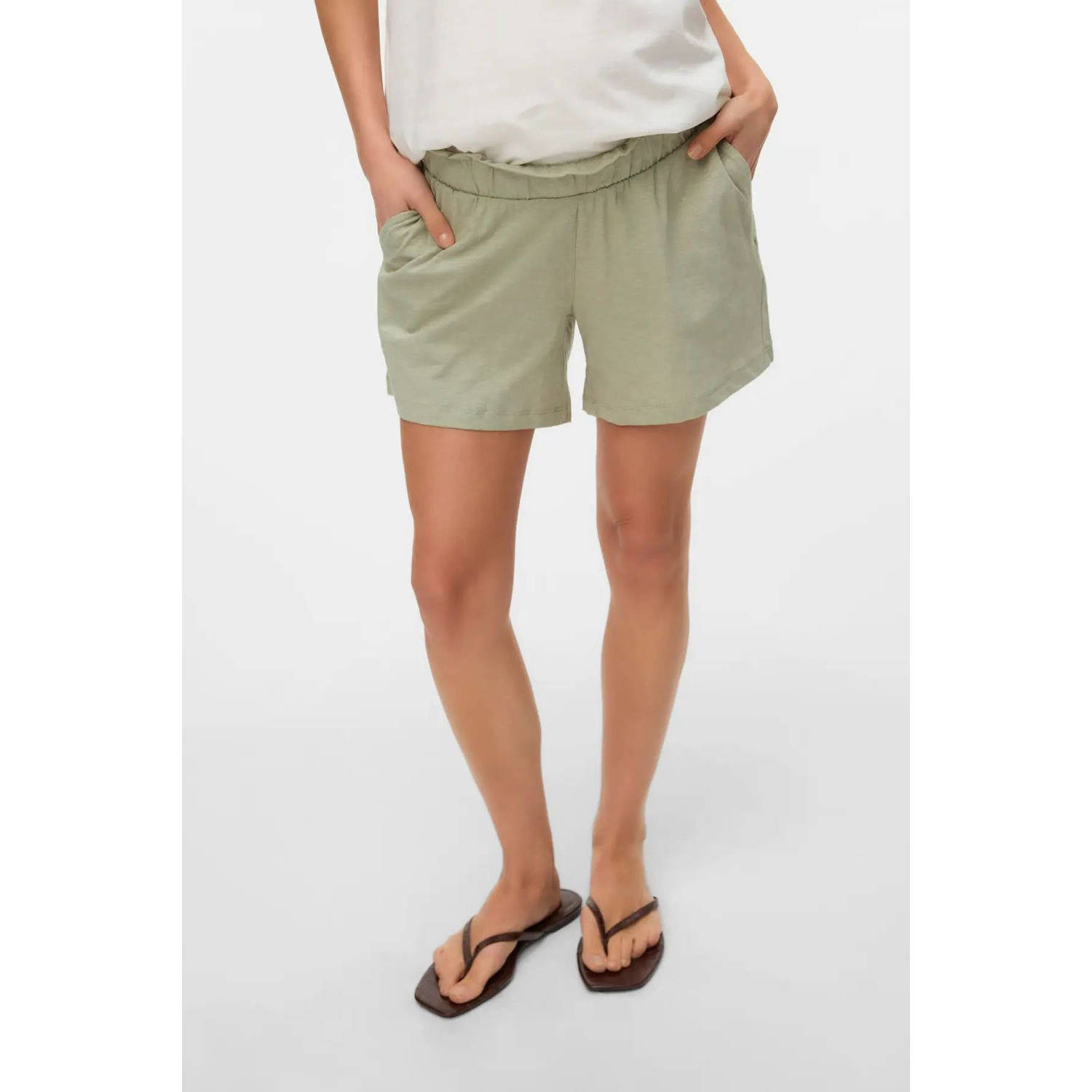 MAMALICIOUS regular waist zwangerschaps sweatshort grijsgroen