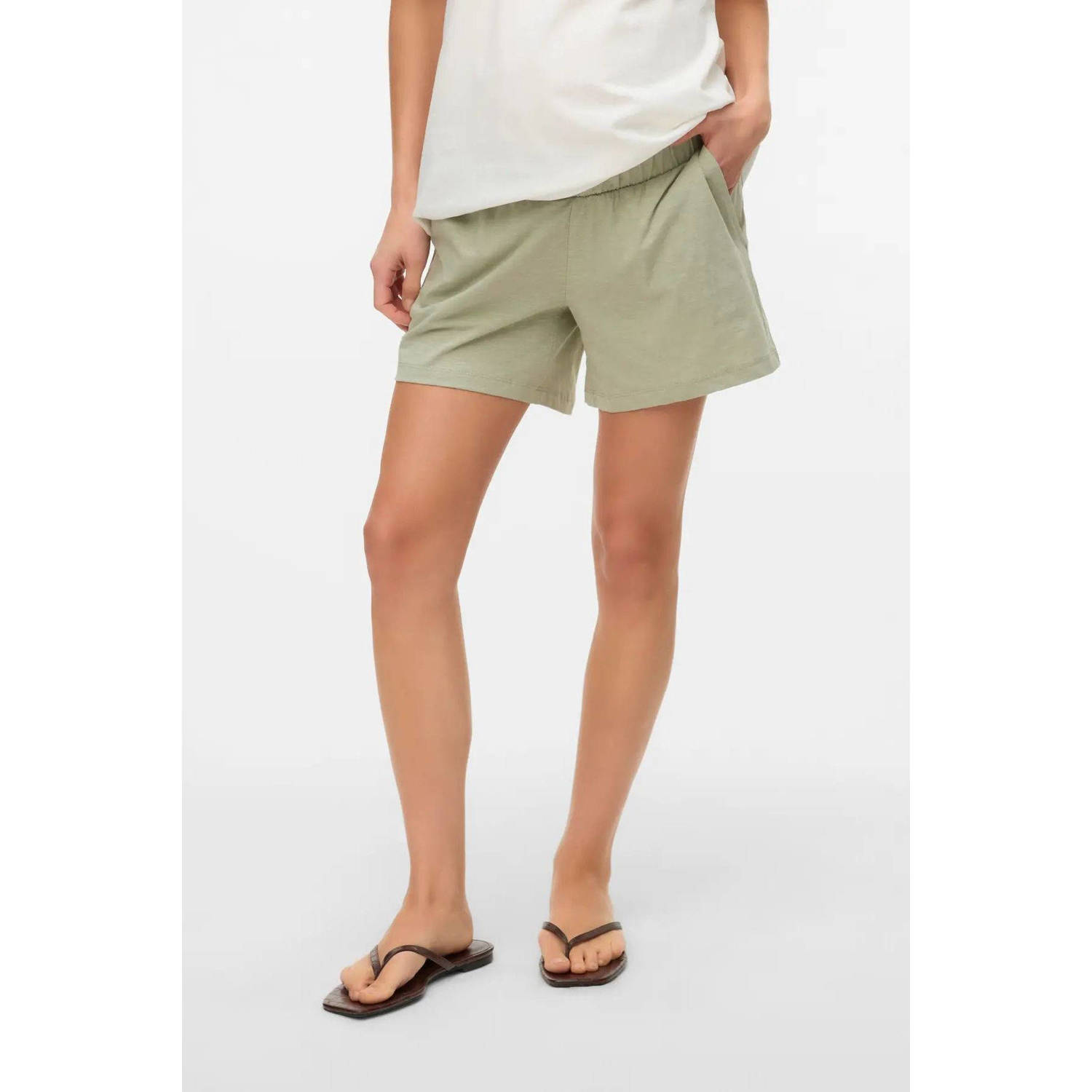 MAMALICIOUS regular waist zwangerschaps sweatshort grijsgroen