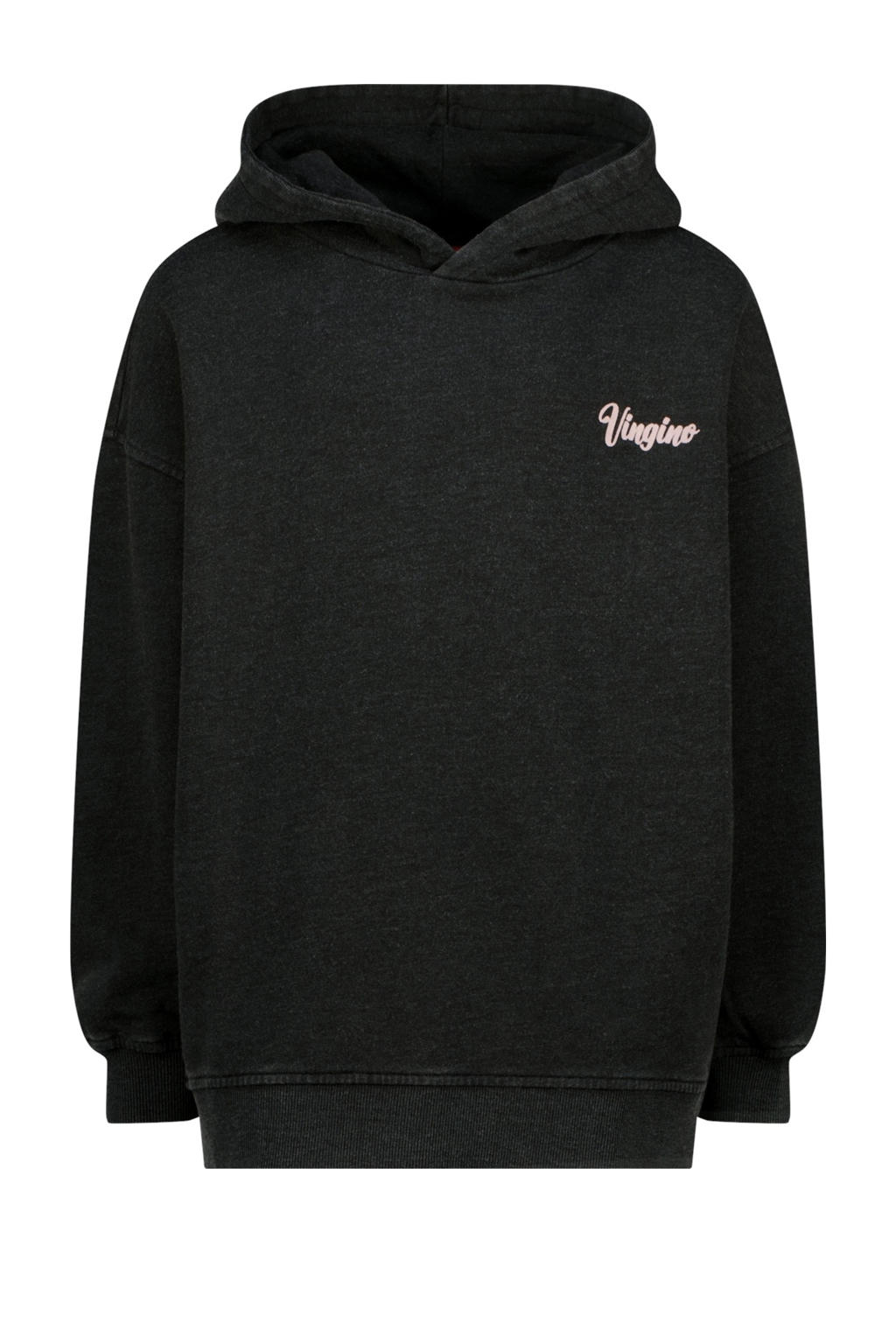 Zwarte meisjes Vingino hoodie van katoen met backprint, lange mouwen en capuchon